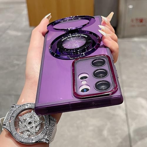 Luxuriöse, durchsichtige Handyhülle mit magnetischer Halterung für Samsung Galaxy S24 S23 S22 Ultra Plus, stoßfeste, weiche TPU-Hülle, Lila, für Galaxy S24Plus Luxuriöse, durchsichtige Handyhülle mit magnetischer Halterung für Samsung Galaxy S24 S23 S22 Ultra Plus, stoßfeste, weiche TPU-Hülle, Lila, für Galaxy S24Plus von PYYLTTP