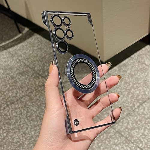 Luxuriöse, rahmenlose Hülle für Samsung Galaxy S24 S23 S22 Ultra Plus, dünne, transparente Hartschale zum Schutz des Kameraobjektivs, Blau, für Galaxy S22Plus Luxuriöse, rahmenlose Hülle für Samsung Galaxy S24 S23 S22 Ultra Plus, dünne, transparente Hartschale zum Schutz des Kameraobjektivs, Blau, für Galaxy S22Plus von PYYLTTP