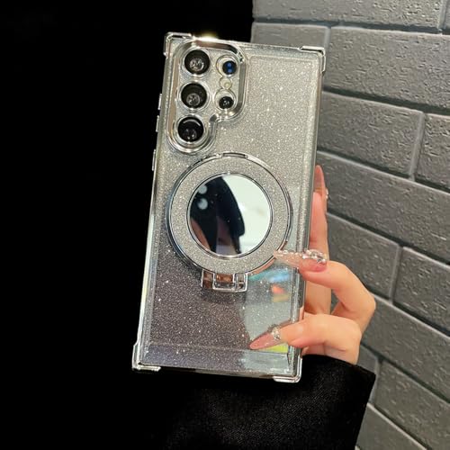 PYYLTTP Glitzernde magnetische Spiegel-Ständerhülle für Samsung S24 S23 S22 S21 S20 Note 20 10 Ultra Plus FE Stoßfeste Hülle, Silber, für S20 PYYLTTP Glitzernde magnetische Spiegel-Ständerhülle für Samsung S24 S23 S22 S21 S20 Note 20 10 Ultra Plus FE Stoßfeste Hülle, Silber, für S20 von PYYLTTP