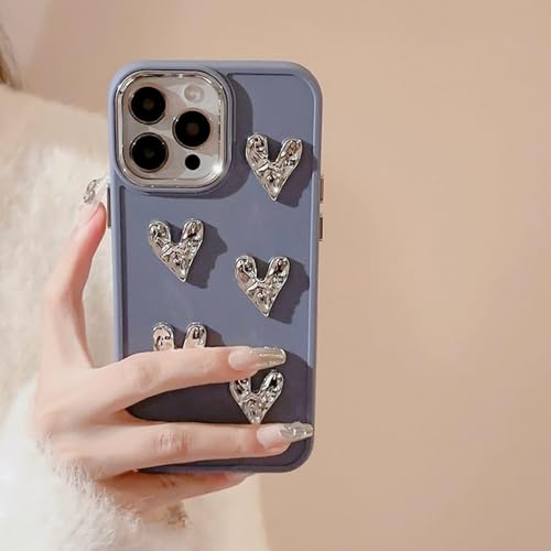 PYYLTTP Handyhülle im Herz-Metall-Stil für iPhone 15 Pro Max 14 13 12 11 XS X XR SE 8 7 Plus Weiß Schwarz Pink Stoßfest, G Blaues Plissiertes Herz, für 13pro PYYLTTP Handyhülle im Herz-Metall-Stil für iPhone 15 Pro Max 14 13 12 11 XS X XR SE 8 7 Plus Weiß Schwarz Pink Stoßfest, G Blaues Plissiertes Herz, für 13pro von PYYLTTP