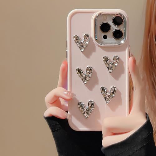 PYYLTTP Handyhülle im Herz-Metall-Stil für iPhone 15 Pro Max 14 13 12 11 XS X XR SE 8 7 Plus Weiß Schwarz Pink Stoßfest, Rosa Plissiertes Herz, Für 11ProMax PYYLTTP Handyhülle im Herz-Metall-Stil für iPhone 15 Pro Max 14 13 12 11 XS X XR SE 8 7 Plus Weiß Schwarz Pink Stoßfest, Rosa Plissiertes Herz, Für 11ProMax von PYYLTTP