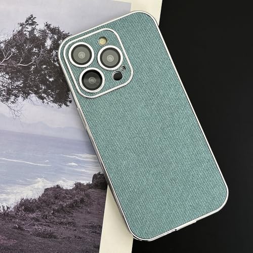 PYYLTTP Hartschalenhülle mit Ledermuster für iPhone 16 15 14 13 12 11 Pro Max Plus mit stoßfester Rückseite aus Glasfolie, Cyan, für iPhone 14 Pro PYYLTTP Hartschalenhülle mit Ledermuster für iPhone 16 15 14 13 12 11 Pro Max Plus mit stoßfester Rückseite aus Glasfolie, Cyan, für iPhone 14 Pro von PYYLTTP