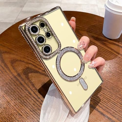 PYYLTTP Luxuriöse Diamanthülle für Samsung S24 Ultra, Galaxy S24 Plus, transparente Beschichtung, weiche TPU-Hülle für Samsung S23 S22 Ultra, Gold, für S24 Plus PYYLTTP Luxuriöse Diamanthülle für Samsung S24 Ultra, Galaxy S24 Plus, transparente Beschichtung, weiche TPU-Hülle für Samsung S23 S22 Ultra, Gold, für S24 Plus von PYYLTTP