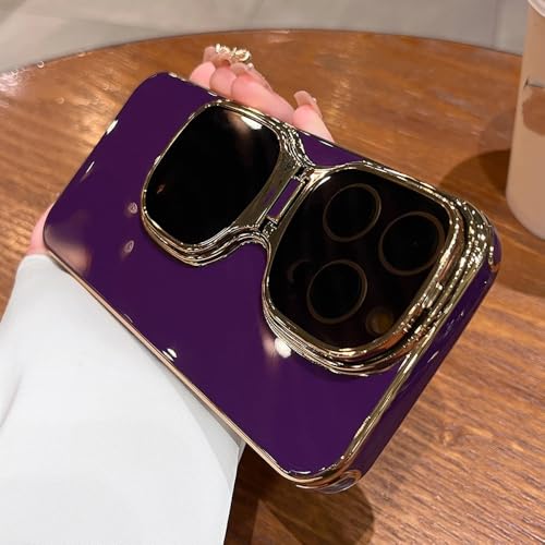 PYYLTTP Modische Sonnenbrillen-Hülle mit faltbarem Linsenständer für iPhone 12 13 14 15 Pro Max, luxuriöse, galvanisierte, weiche Silikonhüllen in Reiner Farbe, Lila, für iPhone 13 PYYLTTP Modische Sonnenbrillen-Hülle mit faltbarem Linsenständer für iPhone 12 13 14 15 Pro Max, luxuriöse, galvanisierte, weiche Silikonhüllen in Reiner Farbe, Lila, für iPhone 13 von PYYLTTP