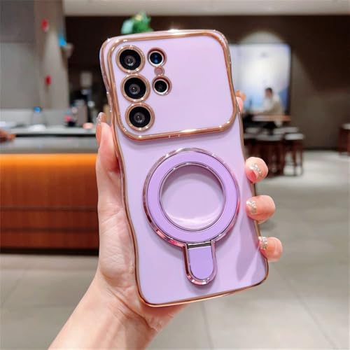 Wave Bracket Case für Samsung Galaxy S25 S24 Ultra S22 Plus S23 FE A55 A54 A35 A15 Ständerhalter Weiche TPU-Abdeckung, Lila, für Samsung A54 5G von PYYLTTP