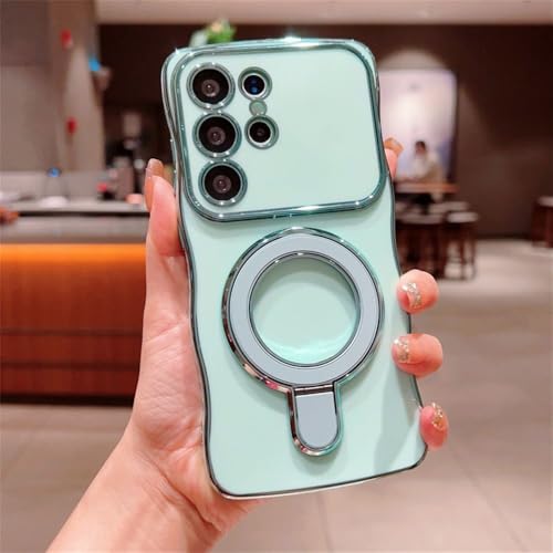 Wave Bracket Case für Samsung Galaxy S25 S24 Ultra S22 Plus S23 FE A55 A54 A35 A15 Ständerhalter Weiche TPU-Abdeckung, grün, für Samsung S24 FE von PYYLTTP