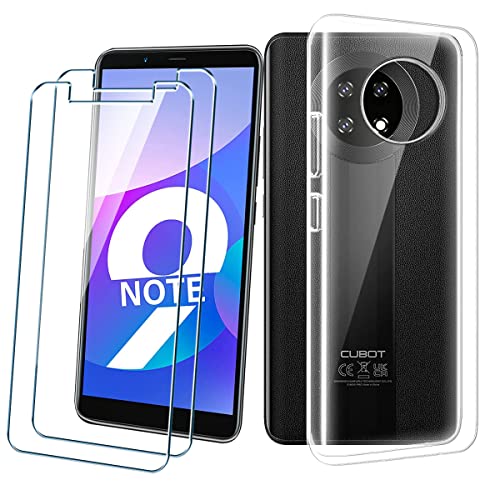 PZEMIN Handyhülle für CUBOT Note 9 Hülle + 2X Gehärtetem Glas Filmschutz Schutzfolien - Silikon Soft Transparent Fall TPU Leichte Protection Case Cover (5.99", Clear) von PZEMIN