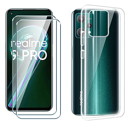 PZEMIN Handyhülle für Realme 9 Pro Hülle + 2X Gehärtetem Glas Filmschutz Schutzfolien - Silikon Soft Transparent Fall TPU Leichte Protection Case Cover (6.6", Clear) von PZEMIN