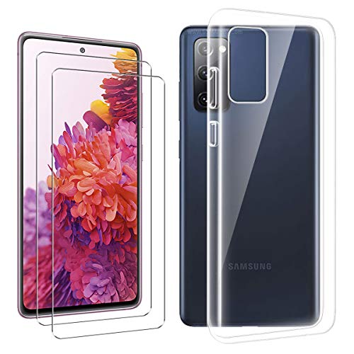 PZEMIN Handyhülle für Samsung Galaxy S20 FE 5G/4G Hülle + 2X Gehärtetem Glas Filmschutz Schutzfolien - Silikon Soft Transparent Fall TPU Leichte Protection Case Cover (6.5", Clear) von PZEMIN
