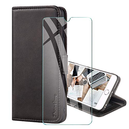 PZEMIN Handyhülle für Ulefone Note 10 Hülle + 1x Panzerglas Schutzfolie Film Displayschutzfolie - Wallet Case Kartensteckplätzen Schutzhülle für Ulefone Note 10 (Schwarz) von PZEMIN