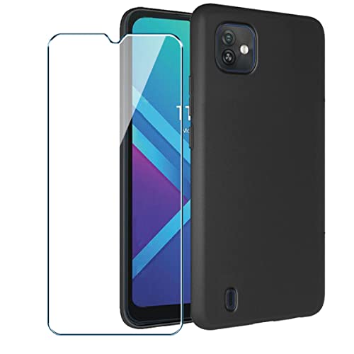 PZEMIN Handyhülle für Wiko Y82 Hülle + 1X Gehärtetem Glas Filmschutz Schutzfolien - Silikon Soft Schwarz Fall TPU Leichte Protection Case Cover (6.10") von PZEMIN