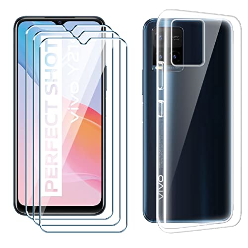 PZEMIN Handyhülle für vivo Y21s Hülle + 3X Gehärtetem Glas Filmschutz Schutzfolien - Silikon Soft Transparent Fall TPU Leichte Protection Case Cover (6.51", Clear) von PZEMIN