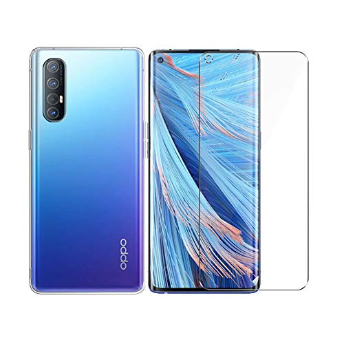 PZEMIN Hülle für Oppo Find X2 Neo Cover Silikon Transparent Fall Soft TPU Bruchsichere Leichte Protection Case + Schutzfolien Gehärtetem Glas Filmschutz Membran (6.5") -Clear von PZEMIN