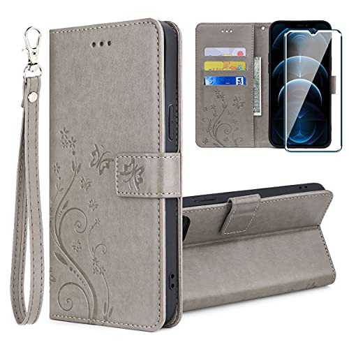 PZEMIN Hülle für Ulefone Note 6 (6.10') + 1x Panzerglas Schutzfolie Film Displayschutzfolie - Handyhülle Brieftasche flip Lederhülle Schutzhülle [Magnetverschluss] Hülle (Grau), Silber von PZEMIN