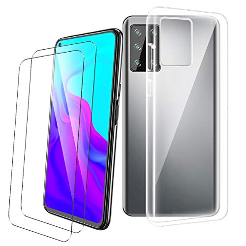 PZEMIN für Handyhülle Hafury GT20 Hülle + 2X Gehärtetem Glas Filmschutz Schutzfolien - Silikon Soft Transparent Fall TPU Leichte Protection Case Cover (6.40", Clear) von PZEMIN