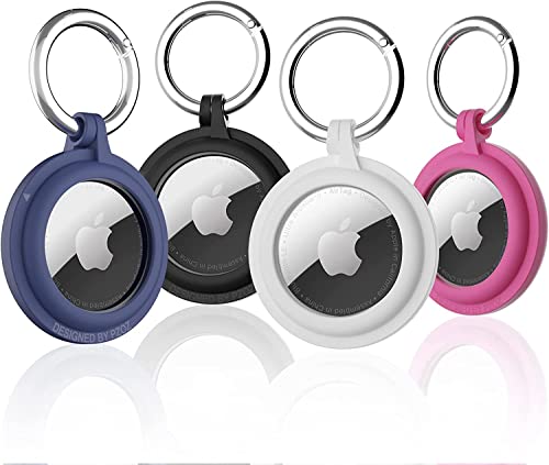 PZOZ 4 Stück Schutzhülle für AirTag,Hülle für Apple AirTag Anhänger,Hülle aus TPU mit Schlüsselanhänger (4 Farben) von PZOZ