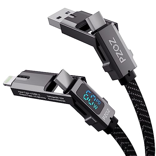 PZOZ 4-in-1-LED-Display, 60 W, USB-Kabel, USB C auf Lightning/Typ C auf USB C/USB A auf Lightning/USB A auf USB C (1.5M) von PZOZ