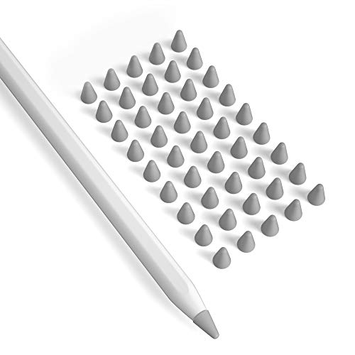 PZOZ 45 Packung rutschfeste Kappe für Apple Pencil 1.und 2. Generation, iPad Pen Silikon Schreibfeder, Spitze Zubehör iPencil Nib Protective Cover 45 Packung (Grau) von PZOZ