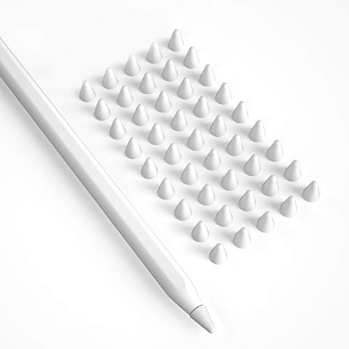PZOZ 45 Packung rutschfeste Kappe für Apple Pencil 1.und 2. Generation, iPad Pen Silikon Schreibfeder, Spitze Zubehör iPencil Nib Protective Cover 45 Packung (Weiß) von PZOZ