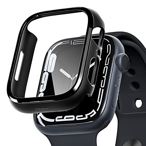 PZOZ Hülle Kompatibel mit Apple Watch Series 7/8 41mm mit Displayschutz, iWatch Sehr stark PC Schutzhülle, All-Around Schutz Case für Apple Watch Series 7/8 41mm (Schwarz, 41mm) von PZOZ