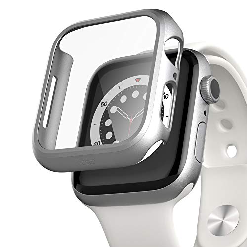 PZOZ Hülle Kompatibel mit Apple Watch Series SE2/SE/6/5/4 40mm mit PET Displayschutz, iWatch Sehr stark PC Schutzhülle, All-Around Schutz Case für Apple Watch Series SE2/SE/6/5/4 40mm (Silber) von PZOZ