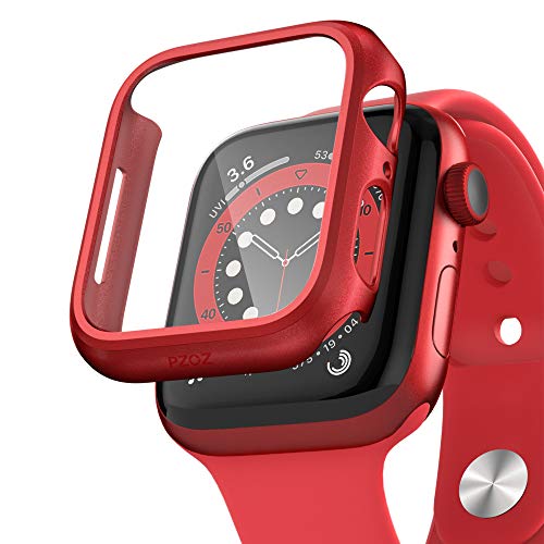 PZOZ Hülle Kompatibel mit Apple Watch Series SE2/SE/6/5/4 44mm mit PET Displayschutz, iWatch Sehr stark PC Schutzhülle, All-Around Schutz Case für Apple Watch Series SE2/SE/6/5/4 44mm (Rot) von PZOZ