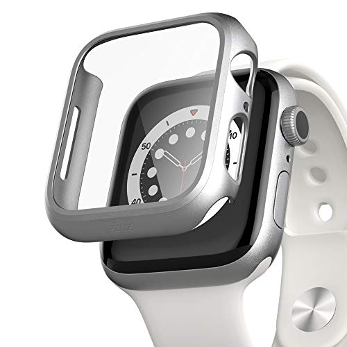 PZOZ Hülle Kompatibel mit Apple Watch Series SE2/SE/6/5/4 44mm mit PET Displayschutz, iWatch Sehr stark PC Schutzhülle, All-Around Schutz Case für Apple Watch Series SE2/SE/6/5/4 44mm (Silber) von PZOZ