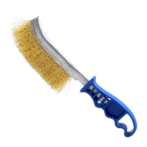 PaWuKi Drahtbürsten zur Reinigung von Rost, robuste Messingbürste, Werkzeug, 27,9 cm lang, mit Kunststoffgriff, Drahtbürste für Auto, Grill, Farbe, Schweißschlacke und Haushalt, Reinigungsbürste, von PaWuKi