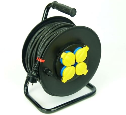 GLT 1 x Paccs 30 m Profi Gummi Kabeltrommel mit 4 Steckdosen schwarz/gelb Verlängerungskabel für Außenbereich/Outdoor/Baustellen IP44 - H07RN-F 3x1,5 mm² GLT 1 x Paccs 30 m Profi Gummi Kabeltrommel mit 4 Steckdosen schwarz/gelb Verlängerungskabel für Außenbereich/Outdoor/Baustellen IP44 - H07RN-F 3x1,5 mm² von Paccs