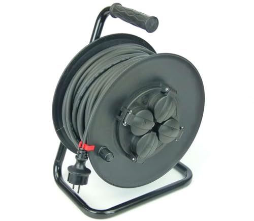 GLT 1 x Paccs 30 m Profi Gummi Kabeltrommel schwarz mit 4 Steckdosen Verlängerungskabel für Außenbereich/Outdoor/Baustellen IP44 - H07RN-F 3x1,5 mm² GLT 1 x Paccs 30 m Profi Gummi Kabeltrommel schwarz mit 4 Steckdosen Verlängerungskabel für Außenbereich/Outdoor/Baustellen IP44 - H07RN-F 3x1,5 mm² von Paccs