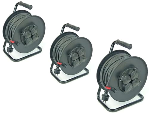 GLT 3 x Paccs 30 m Profi Gummi Kabeltrommel schwarz mit 4 Steckdosen Verlängerungskabel für Außenbereich/Outdoor/Baustellen IP44 - H07RN-F 3x1,5 mm² GLT 3 x Paccs 30 m Profi Gummi Kabeltrommel schwarz mit 4 Steckdosen Verlängerungskabel für Außenbereich/Outdoor/Baustellen IP44 - H07RN-F 3x1,5 mm² von Paccs