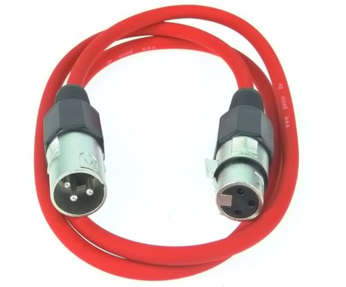 Paccs 1 Stück 1 m Mikrofonkabel Rot XLR Stecker male auf XLR Buchse female - Symmetrisch Audio Kabel DMX OFC-Kupfer von Paccs