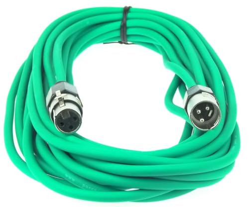 Paccs 1 Stück 10 m Mikrofonkabel Grün XLR Stecker male auf XLR Buchse female - Symmetrisch Audio Kabel DMX OFC-Kupfer von Paccs