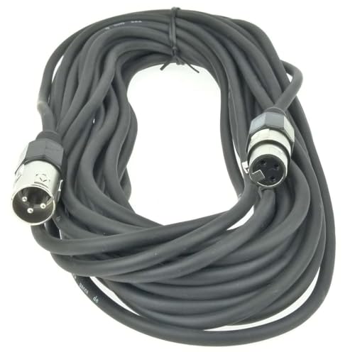 Paccs 1 Stück 15 m Mikrofonkabel Schwarz XLR Stecker male auf XLR Buchse female - Symmetrisch Audio Kabel DMX OFC-Kupfer von Paccs