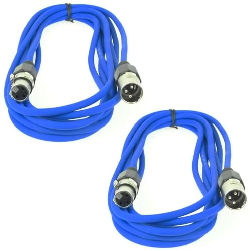 Paccs 2 Stück 5 m Mikrofonkabel Blau XLR Stecker male auf XLR Buchse female - Symmetrisch Audio Kabel DMX OFC-Kupfer von Paccs