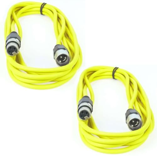 Paccs 2 Stück 5 m Mikrofonkabel Gelb XLR Stecker male auf XLR Buchse female - Symmetrisch Audio Kabel DMX OFC-Kupfer von Paccs