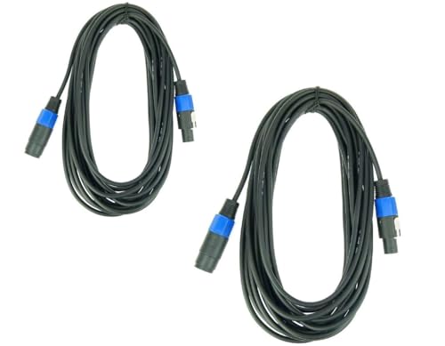 Paccs 2 x 10 m Verlängerungskabel Lautsprecherkabel, Speakon Stecker 4 pol, PA Boxenkabel 2 x 1.5mm² Verlängerung von Paccs