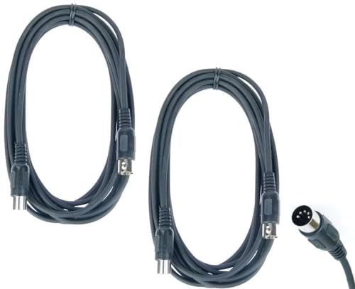 Paccs 2 x 5 m Midikabel, 5 pol schwarz, DIN MIDI Kabel 5 polig von Paccs