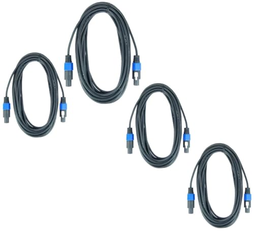 Paccs 4 x 10 m Lautsprecherkabel, Speakon Stecker 4 pol, PA Boxenkabel 2 x 1.5mm² von Paccs