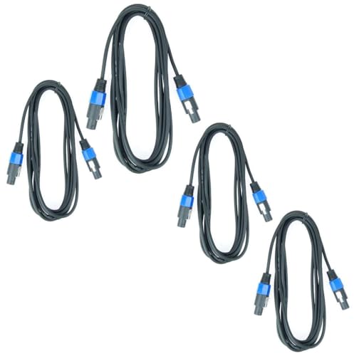 Paccs 4 x 5 m Lautsprecherkabel, Speakon Stecker 4 pol, PA Boxenkabel 2 x 1.5mm² von Paccs