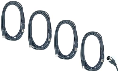 Paccs 4 x 5 m Midikabel, 5 pol schwarz, DIN MIDI Kabel 5 polig von Paccs