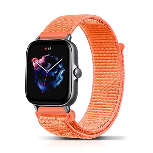 PaceBid 20mm Armband Kompatibel mit Amazfit GTR Mini/GTS 4/GTS 4 Mini/Bip 3/Bip 3 Pro/GTS 2 Mini/GTS 2, Weiches Nylon Klettverschluss stabil Ersatzband für Amazfit GTR 42mm (Orange) von PaceBid