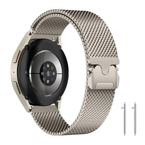 PaceBid 20mm Armband für Samsung Galaxy Watch 7/6/5/4 (40mm 44mm)/FE/6 Classic (43mm 47mm)/5 Pro 45mm, Metall Edelstahl Magnetisch Ersatzband Uhrenarmband für Samsung Galaxy Watch 42mm - Starlight von PaceBid