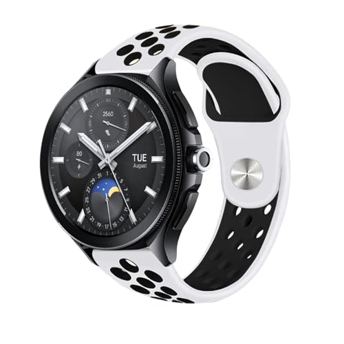 PaceBid 22mm Armband für Xiaomi Watch S3/Xiaomi Watch 2 Pro/Xiaomi Watch S1 Pro/Watch S1 Active/Xiaomi Watch S1, Sport Ersatzarmband Silikon Atmungsaktiv Damen Herren für Xiaomi Mi Watch Weiß+Schwarz von PaceBid