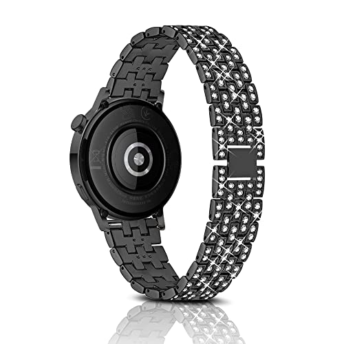 PaceBid Diamant 22mm Metall Armband Kompatibel mit Huawei Watch GT 4 46mm/Huawei Watch 4 46mm/Watch 4 Pro 48mm/GT 3 46mm/GT 2 46mm, Damen Bands Metall Armbänder für Huawei Watch 3/Watch 3 pro-Schwarz von PaceBid