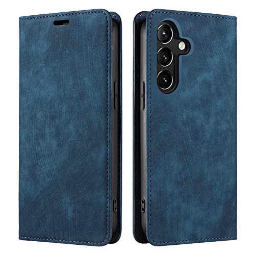 PaceBid Hülle Kompatibel mit Samsung Galaxy A34 5G, Retro Luxus Leder Brieftasche Stoßfeste Schutzhülle mit Kartenfächer, Magnetisches Flip Handyhülle für Samsung Galaxy A34 5G -Blau von PaceBid