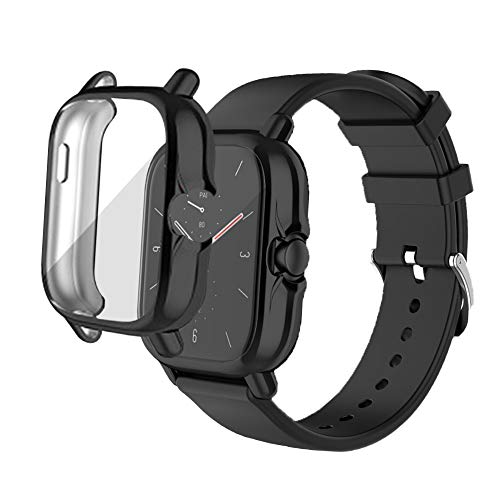 PaceBid Hülle für Amazfit GTS 2/Amazfit GTS 2e Schutzhülle TPU-Gehäuse Soft Flexible All-Around Schutzfolie Cover Kompatibel mit Amazfit GTS 2/GTS 2e (Schwarz) von PaceBid