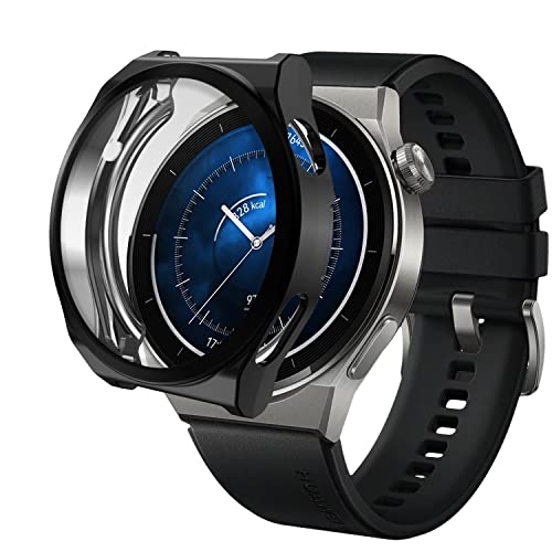 PaceBid Hülle für Huawei Watch GT 3 Pro 46mm, Schutzhülle TPU-Gehäuse Soft Flexible All-Around Schutzfolie Cover Kompatibel mit Huawei Watch GT 3 Pro 46mm (Schwarz) von PaceBid