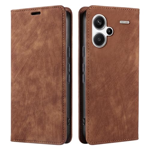 PaceBid Leder Handyhülle für Xiaomi Redmi Note 13 Pro + 5G Hülle Klappbar Flip Case Tasche Kartenfach Standfunktion Schutzhülle für Xiaomi Redmi Note 13 Pro + 5G - Braun von PaceBid