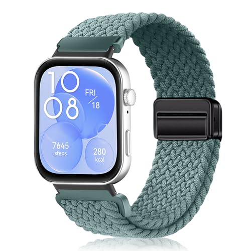 PaceBid Nylon Armband für Huawei Watch Fit 3/4, Männer und Frauen Geflochtenes Magnetisch Ersatzarmband, Elastisches Stoff Sport Ersatzarmband für Huawei Watch Fit 4/Fit 4 Pro/3 - Grün PaceBid Nylon Armband für Huawei Watch Fit 3/4, Männer und Frauen Geflochtenes Magnetisch Ersatzarmband, Elastisches Stoff Sport Ersatzarmband für Huawei Watch Fit 4/Fit 4 Pro/3 - Grün von PaceBid